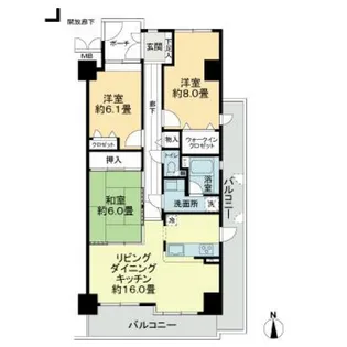 サーパス東古松通り【8階】の間取り