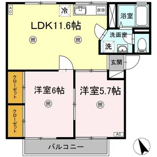 エバーグリーン A棟【2階】の間取り