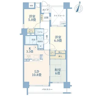 ヴィルヌーブ豊島園【12階】の間取り