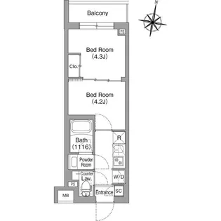 コンフォリア・リヴ東中野【2階】の間取り