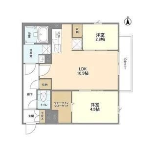 ウェルスクエア新中野Ⅱ【1階】の間取り