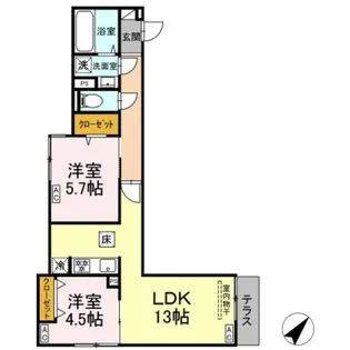 セレスティア南田中【1階】の間取り