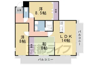 京都府京都市右京区常盤山下町【マンション】の間取り