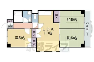 京都府京都市右京区太秦下刑部町【マンション】の間取り