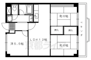 パルテ西京極【102号室】の間取り