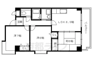 京都府京都市右京区梅津中村町【マンション】の間取り