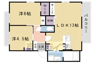 京都府京都市北区等持院中町【アパート】の間取り