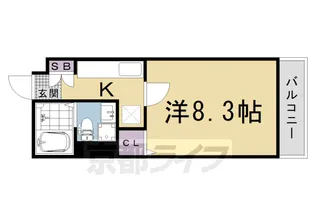 デ・アッシュ西京極【208号室】の間取り