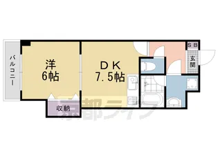 Du四条【6-O号室】の間取り