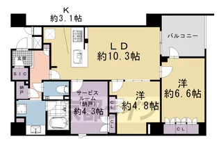 ザ・パークハウス堀川六角【3階】の間取り