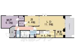 グランレブリー二条城東【1階】の間取り