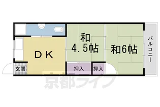 京都府京都市右京区常盤東ノ町【アパート】の間取り