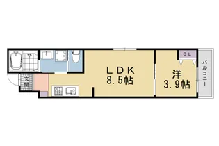 アドバンスコート四条堀川Ⅱ【304号室】の間取り