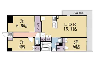 クラッシィハウス京都六地蔵 ゲートテラス棟【17F号室】の間取り