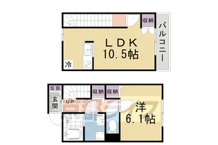 メゾントワ膳所【104号室】の間取り