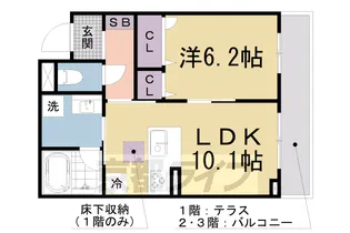 京都府京都市山科区厨子奥尾上町【マンション】の間取り