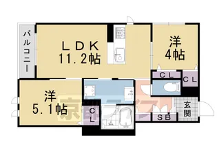 シャーメゾン桂川【305号室】の間取り