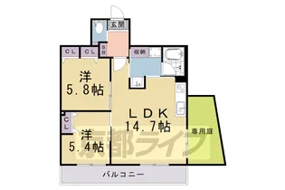 京都府京都市山科区椥辻番所ケ口町【マンション】の間取り