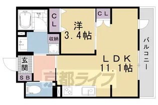 1LDKの間取り画像