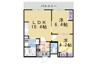 京都府京都市山科区椥辻番所ケ口町【マンション】の間取り