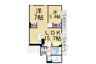 La Jolla城陽【202号室】の間取り