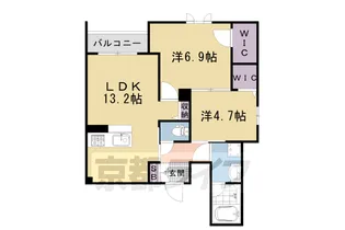 京都府京都市中京区西ノ京原町【マンション】の間取り