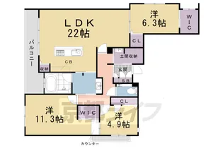 リシェス御所南【203号室】の間取り