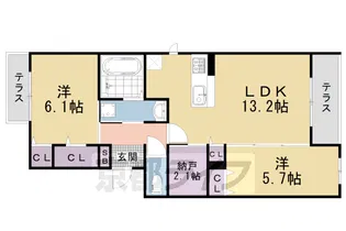 ベルフィールド西京極 西棟【1階】の間取り