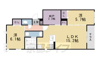 ベルフィールド西京極 西棟【1階】の間取り