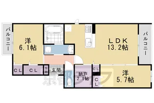 ベルフィールド西京極 西棟【3階】の間取り