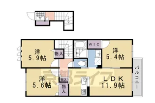 シャーメゾン西山【202号室】の間取り