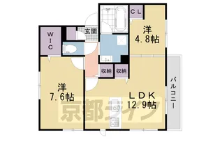 ルピナス北白川【102号室】の間取り