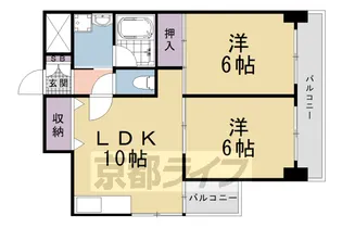 2LDKの間取り画像