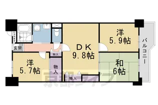 桂川ハイツ1号館【9階】の間取り