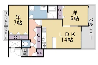 御所西ロイヤルプラザ【406号室】の間取り