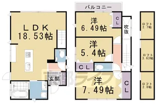 京都府京都市北区上賀茂東後藤町【一戸建】の間取り