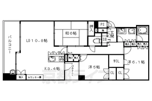 ライオンズマンション烏丸通【906号室】の間取り