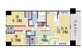 ライオンズマンション京都山科ガーデンシティ【6階】の間取り