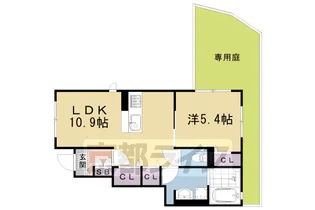 プレジール嵯峨野【101号室】の間取り