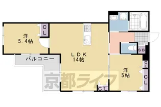 Quon桂川【101号室】の間取り
