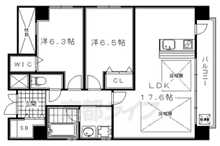 テルマーノ西洞院【701号室】の間取り
