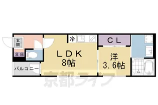 ハーモニーテラス醍醐御霊ヶ下町【2階】の間取り
