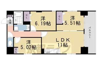 間之町御池レジデンス【2階】の間取り