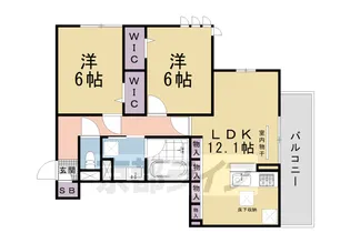 リヴェール京都桂【1階】の間取り