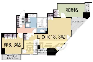 ジオ烏丸五条【5階】の間取り