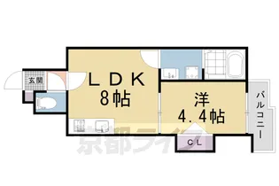 京都府京都市北区等持院南町【アパート】の間取り