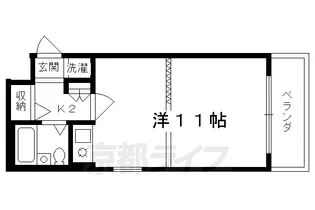 DETOM‐1烏丸一条Ⅱ【205号室】の間取り