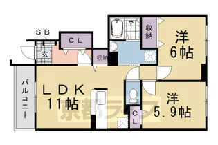 グランデH&M木村 Ⅱ【102号室】の間取り