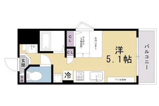 DETOM‐1衣笠【413号室】の間取り