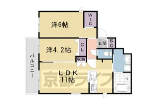 メルヴェイユ上押小路【301号室】の間取り